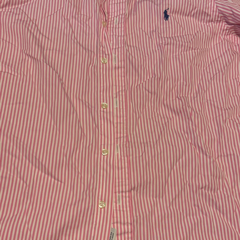 Polo by Ralph Lauren Pink and White Striped Button-Up Shirt - Picture 11 of 11